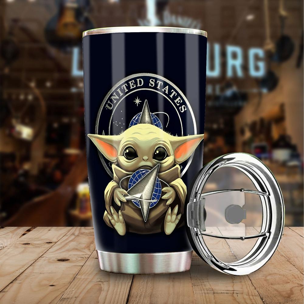 USSF Tumbler Cup Custom Baby Yoda U.S Space Force Stainless Steel - Gearcarcover - 1