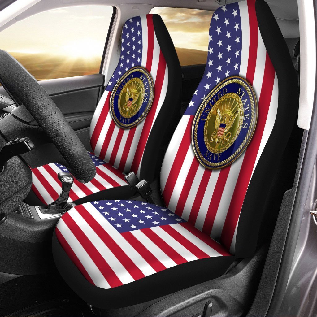 U.S Navy Car Seat Covers Custom US Flag Car Accessories - Gearcarcover - 1