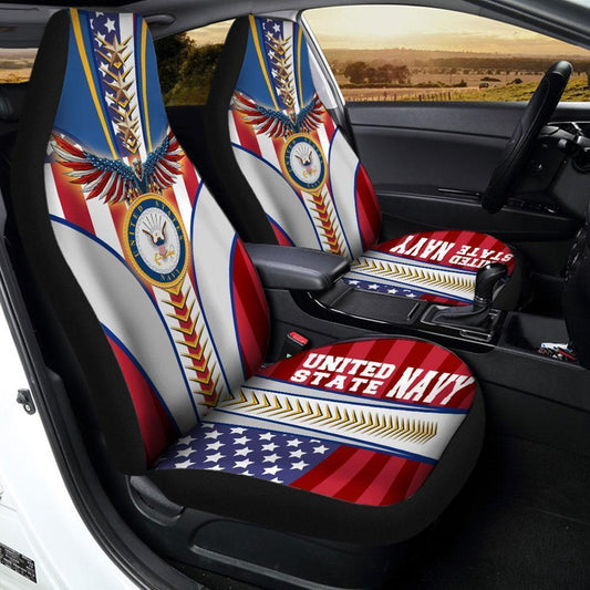 U.S Navy Car Seat Covers Custom USN Car Accessories For Veteran Patriotic - Gearcarcover - 2