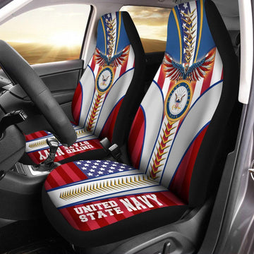 U.S Navy Car Seat Covers Custom USN Car Accessories For Veteran Patriotic - Gearcarcover - 1
