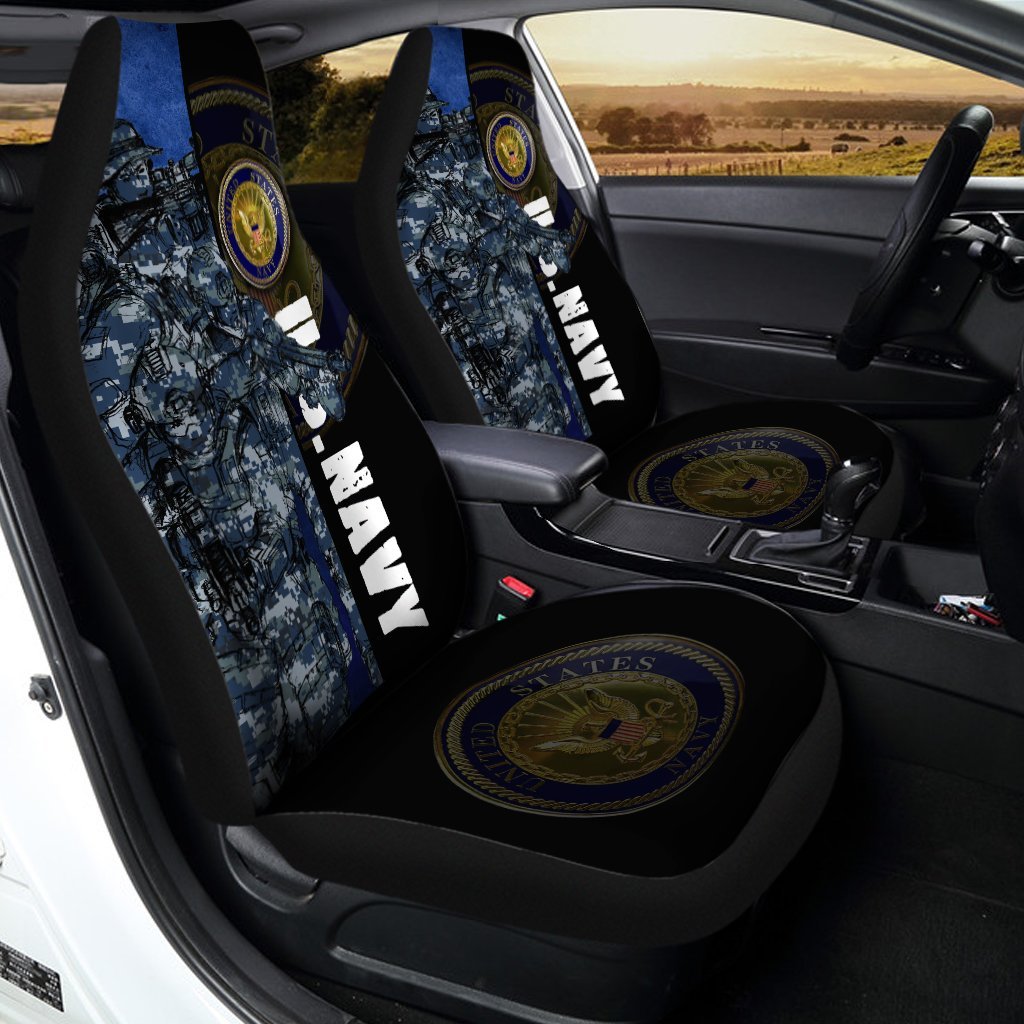 U.S Navy Car Seat Covers Custom USN Car Accessories Veteran Patriotic Gifts - Gearcarcover - 3