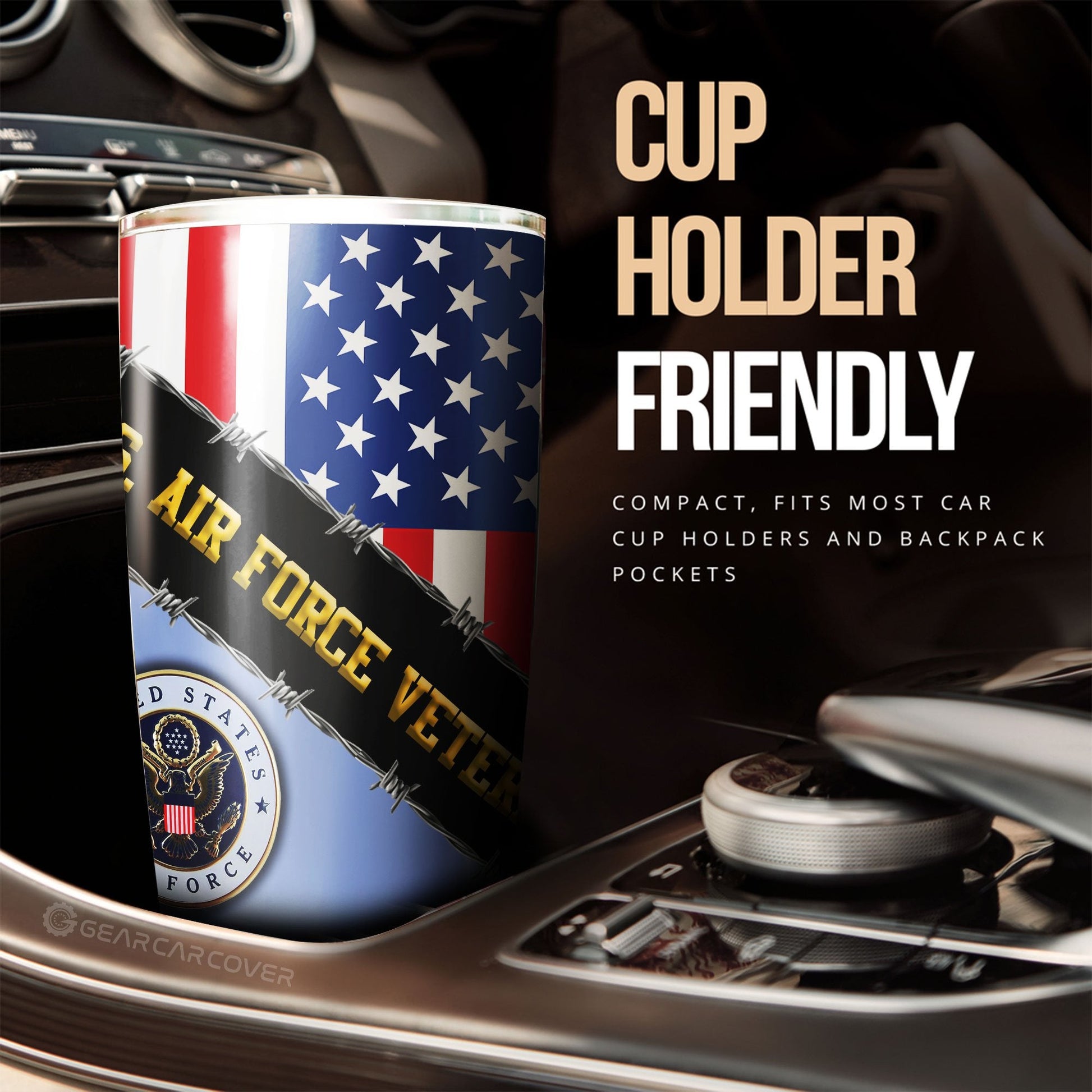 U.S. Air Force Veterans Tumbler Cup Custom United States Military Car Accessories - Gearcarcover - 2
