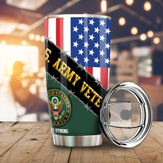 U.S. Army Veterans Tumbler Cup Custom United States Military Car Accessories - Gearcarcover - 1