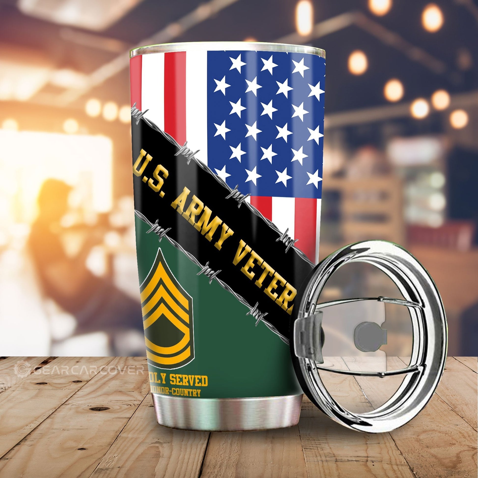 U.S. Army Veterans Tumbler Cup Custom United States Military Car Interior Accessories - Gearcarcover - 1