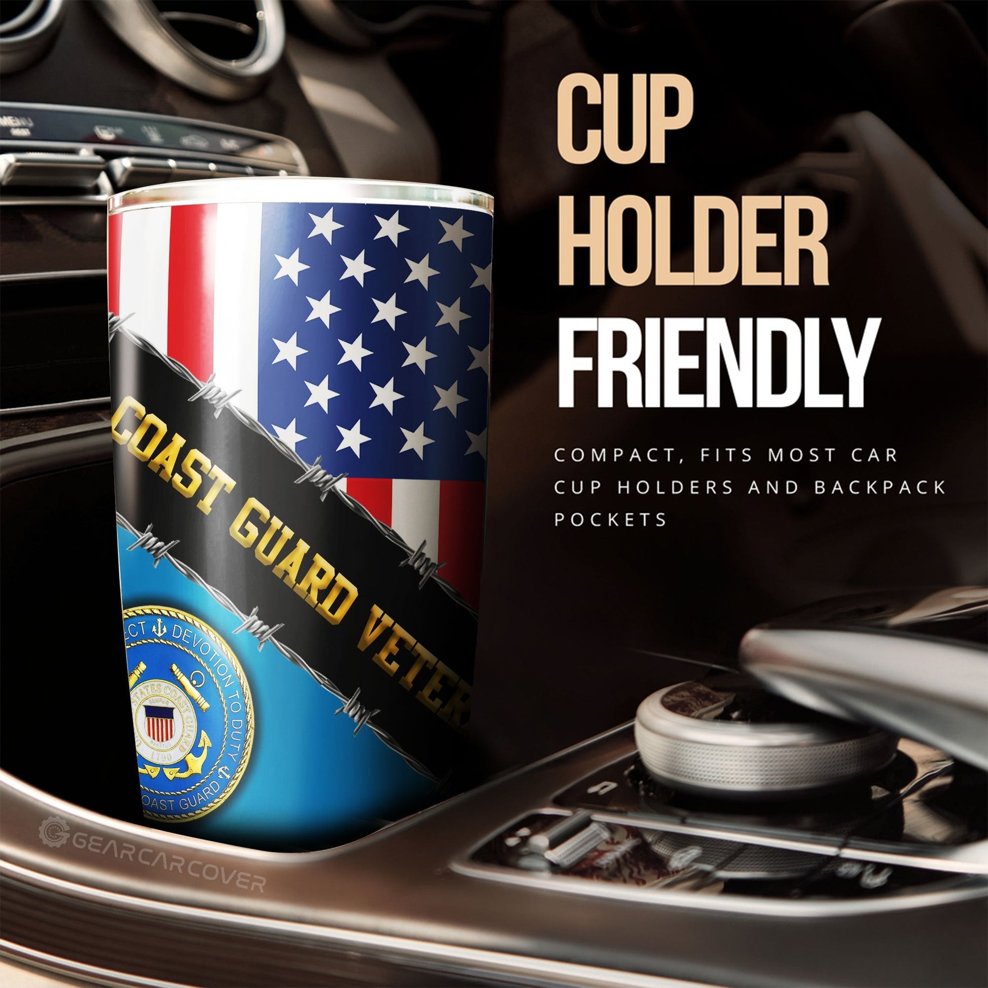 U.S. Coast Guard Veterans Tumbler Cup Custom United States Military Car Accessories - Gearcarcover - 2