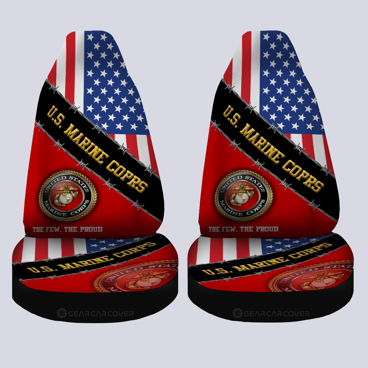 U.S. Marine Corps Veterans Car Seat Covers Custom United States Military Car Accessories - Gearcarcover - 4