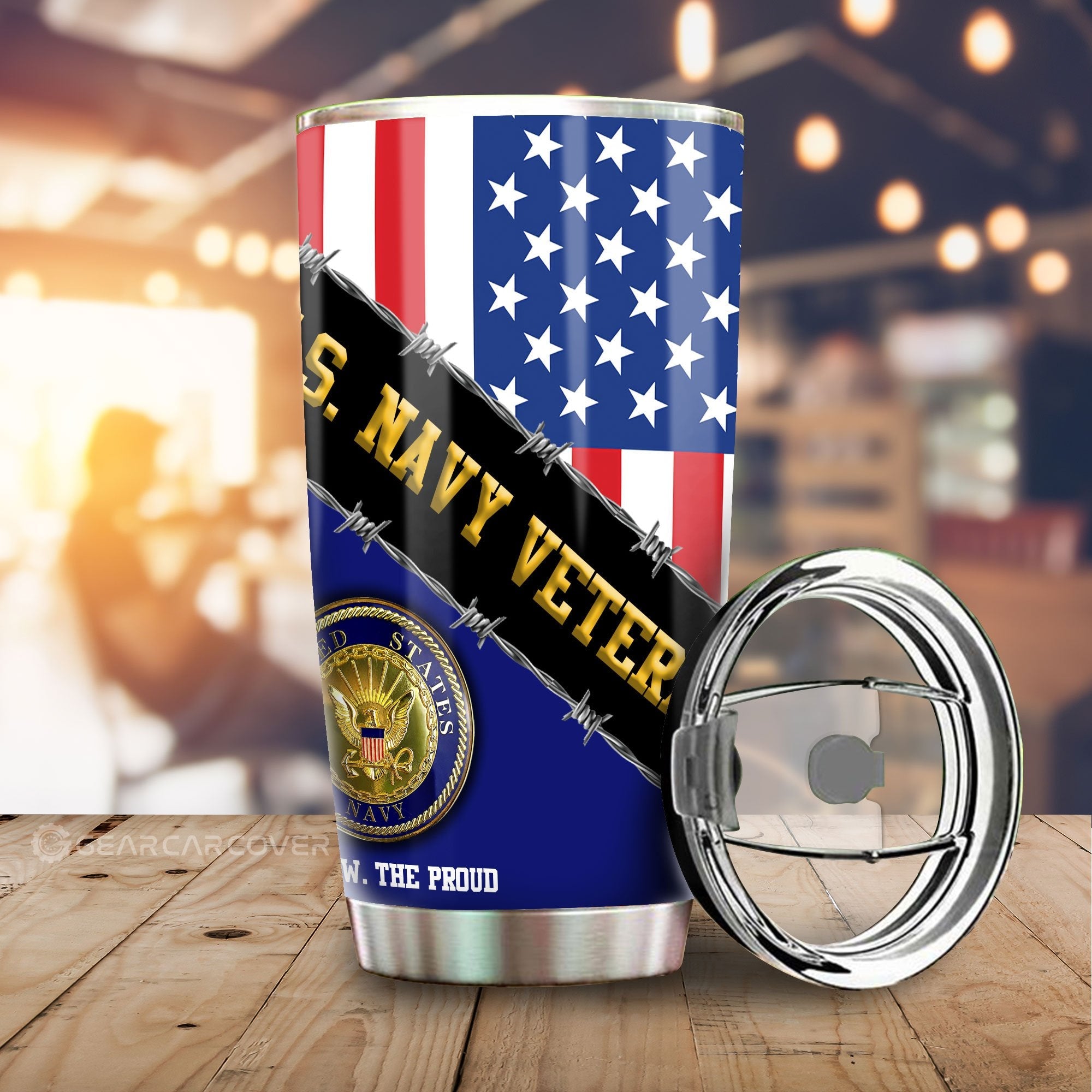 U.S. Navy Veterans Tumbler Cup Custom United States Military Car Accessories - Gearcarcover - 1