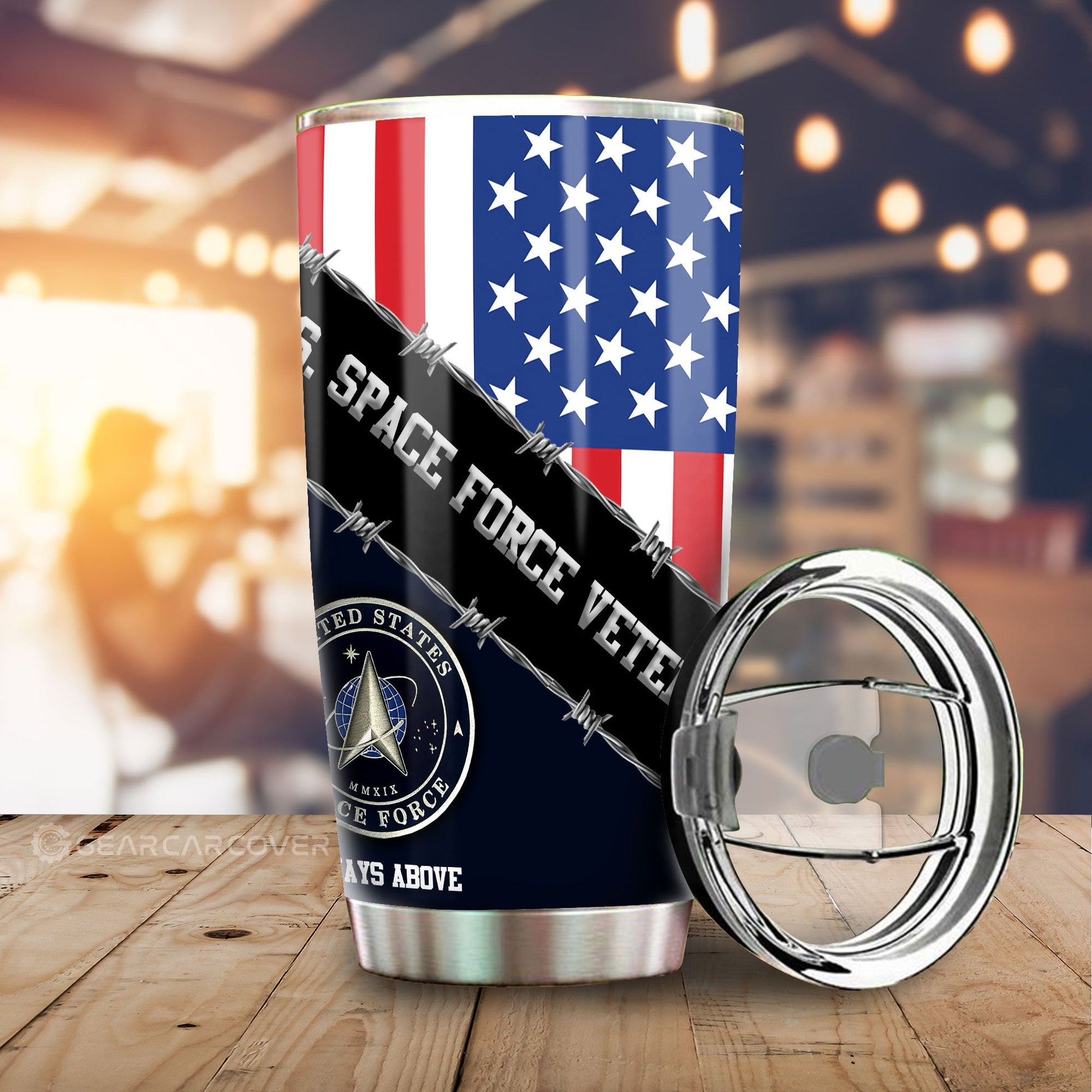 U.S. Space Force Veterans Tumbler Cup Custom United States Military Car Accessories - Gearcarcover - 1