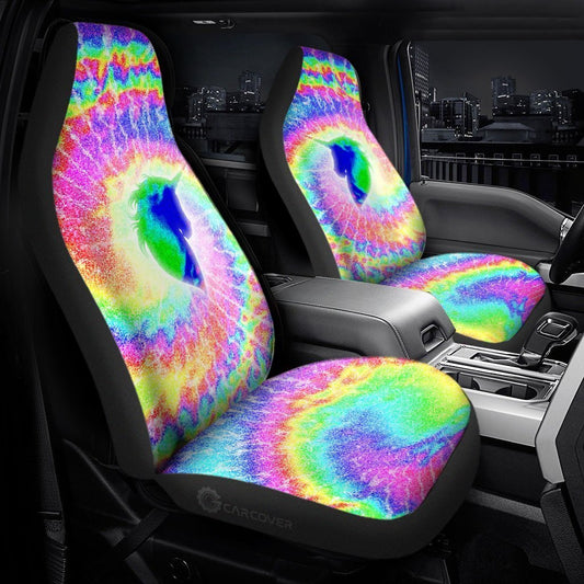 Unicorn Tie Dye Car Seat Covers Custom Car Accessories Hippie Gifts - Gearcarcover - 1