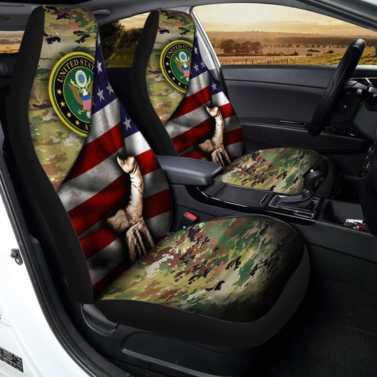 United States Army Car Seat Covers Custom American Flag Car Interior Accessories - Gearcarcover - 1