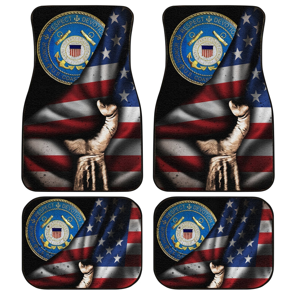 United States Coast Guard Car Floor Mats Custom American Flag USCG Car Accessories - Gearcarcover - 1