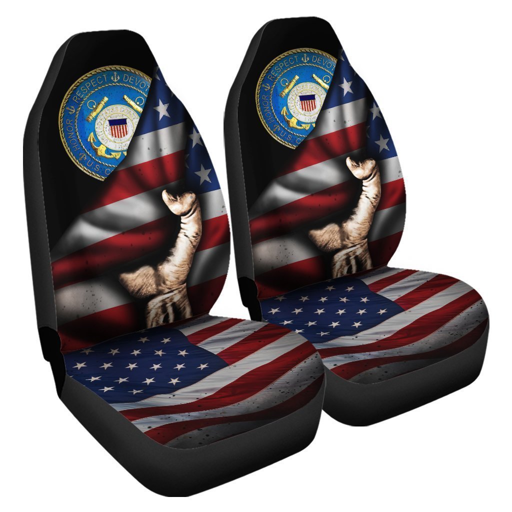 United States Coast Guard Car Seat Covers Custom American Flag USCG Car Accessories - Gearcarcover - 3