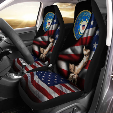 United States Coast Guard Car Seat Covers Custom American Flag USCG Car Accessories - Gearcarcover - 1