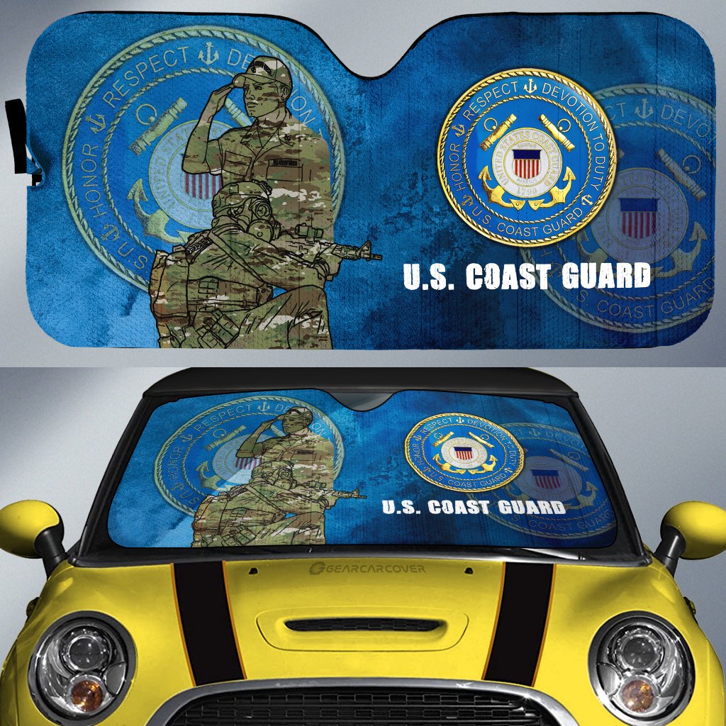 United States Coast Guard Car Sunshade Custom US Military Car Accessories - Gearcarcover - 1