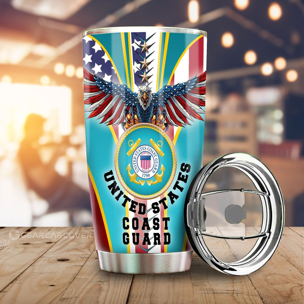 United States Coast Guard Tumbler Cup Custom Name US Military Car Accessories - Gearcarcover - 1
