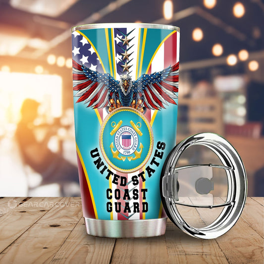 United States Coast Guard Tumbler Cup Custom Name US Military Car Accessories - Gearcarcover - 1