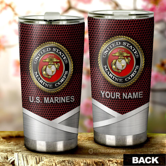 United States Marine Corps Personalized Name Tumbler Cup Custom Car Accessories - Gearcarcover - 1