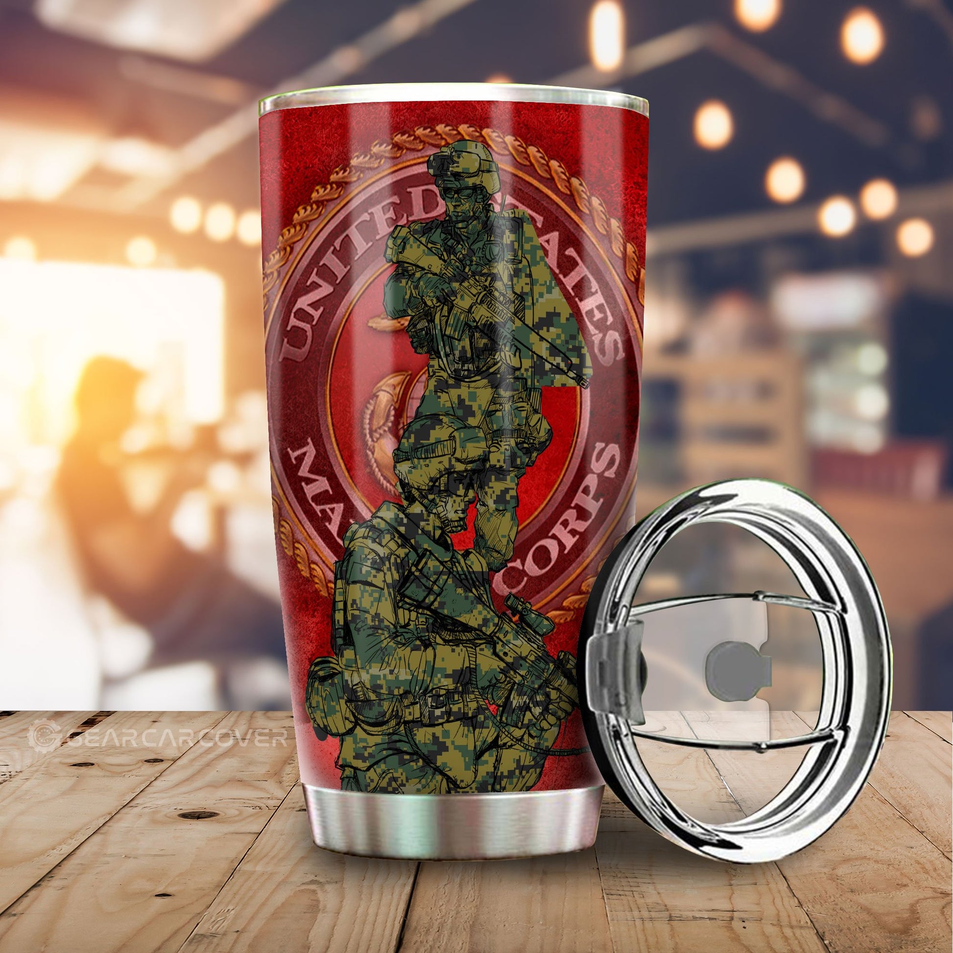 United States Marine Corps Tumbler Cup Custom US Military Car Accessories - Gearcarcover - 1