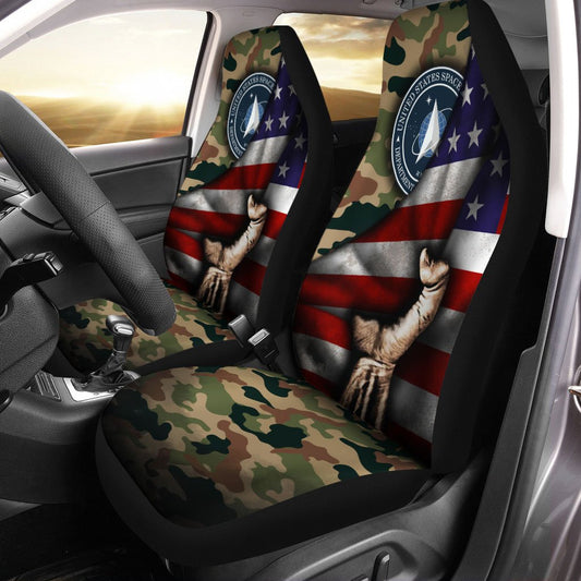 United States Space Force Car Seat Covers Custom US Flag Car Interior Accessories - Gearcarcover - 2
