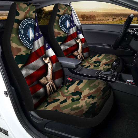 United States Space Force Car Seat Covers Custom US Flag Car Interior Accessories - Gearcarcover - 1
