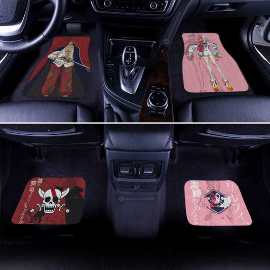 Uta And Shanks Car Floor Mats Custom One Piece Red Anime Car Accessories - Gearcarcover - 2
