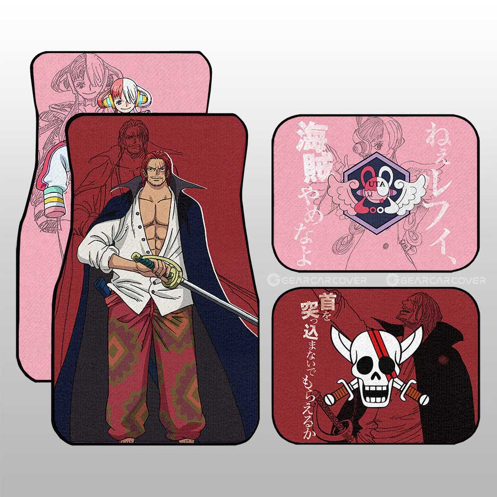 Uta And Shanks Car Floor Mats Custom One Piece Red Anime Car Accessories - Gearcarcover - 3