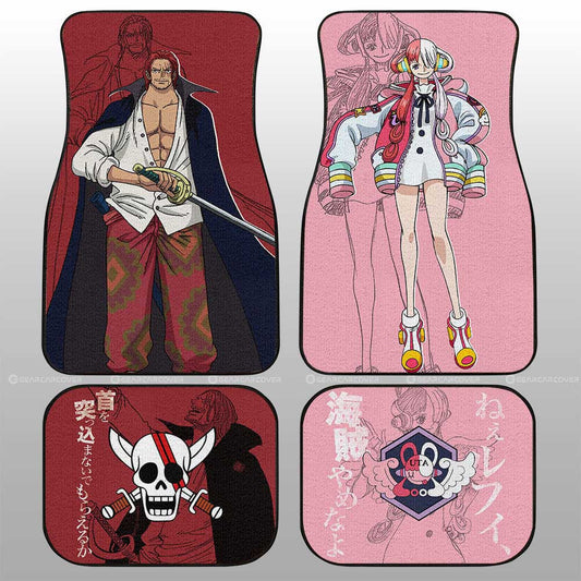 Uta And Shanks Car Floor Mats Custom One Piece Red Anime Car Accessories - Gearcarcover - 1