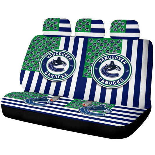 Vancouver Canucks Car Back Seat Cover Custom US Flag Style - Gearcarcover - 1