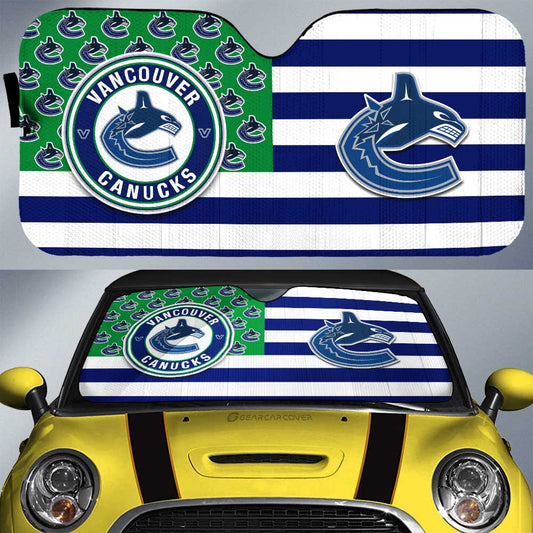 Vancouver Canucks Car Sunshade Custom US Flag Style - Gearcarcover - 1
