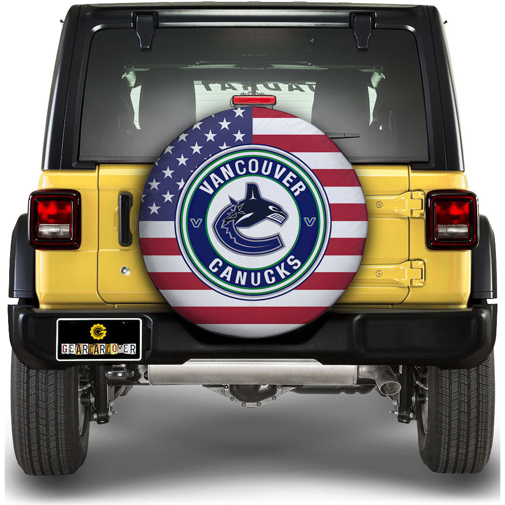 Vancouver Canucks Spare Tire Covers Custom US Flag Style - Gearcarcover - 1