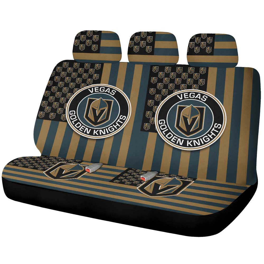 Vegas Golden Knights Car Back Seat Cover Custom US Flag Style - Gearcarcover - 1