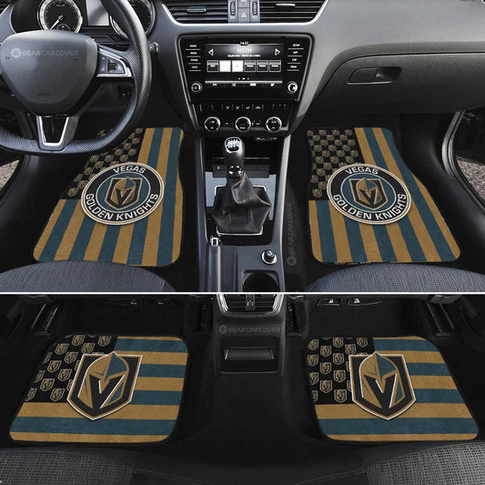 Vegas Golden Knights Car Floor Mats Custom US Flag Style - Gearcarcover - 2