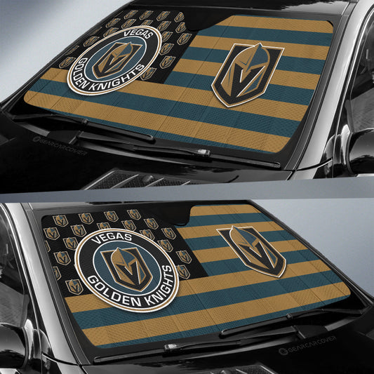 Vegas Golden Knights Car Sunshade Custom US Flag Style - Gearcarcover - 2