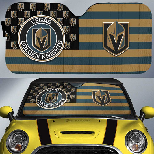 Vegas Golden Knights Car Sunshade Custom US Flag Style - Gearcarcover - 1