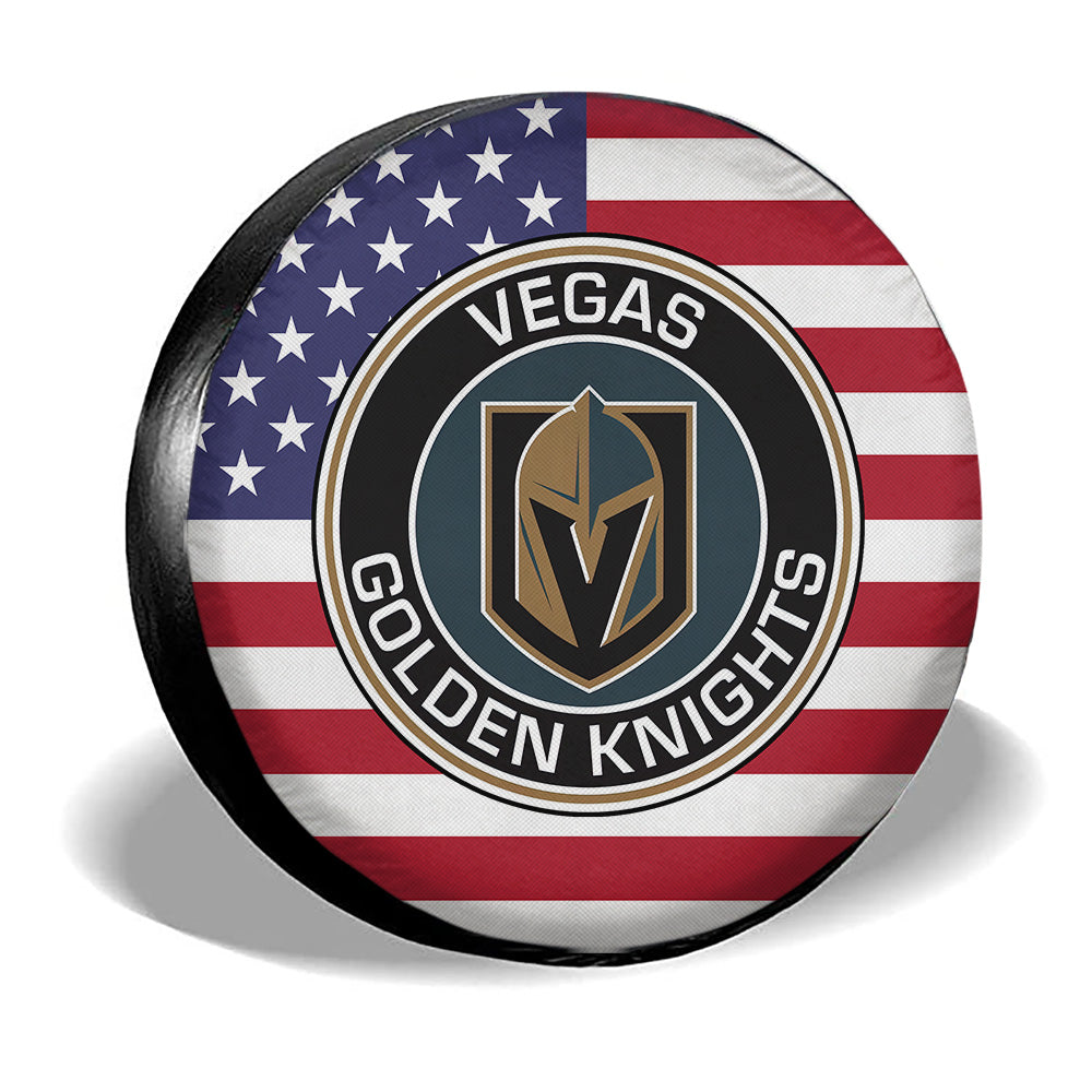 Vegas Golden Knights Spare Tire Covers Custom US Flag Style - Gearcarcover - 3