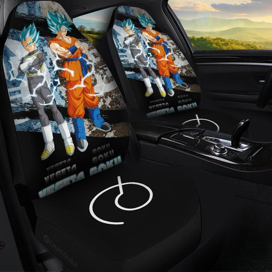 Vegeta And Goku Blue Car Seat Covers Custom Anime Dragon Ball Car Interior Accessories - Gearcarcover - 1