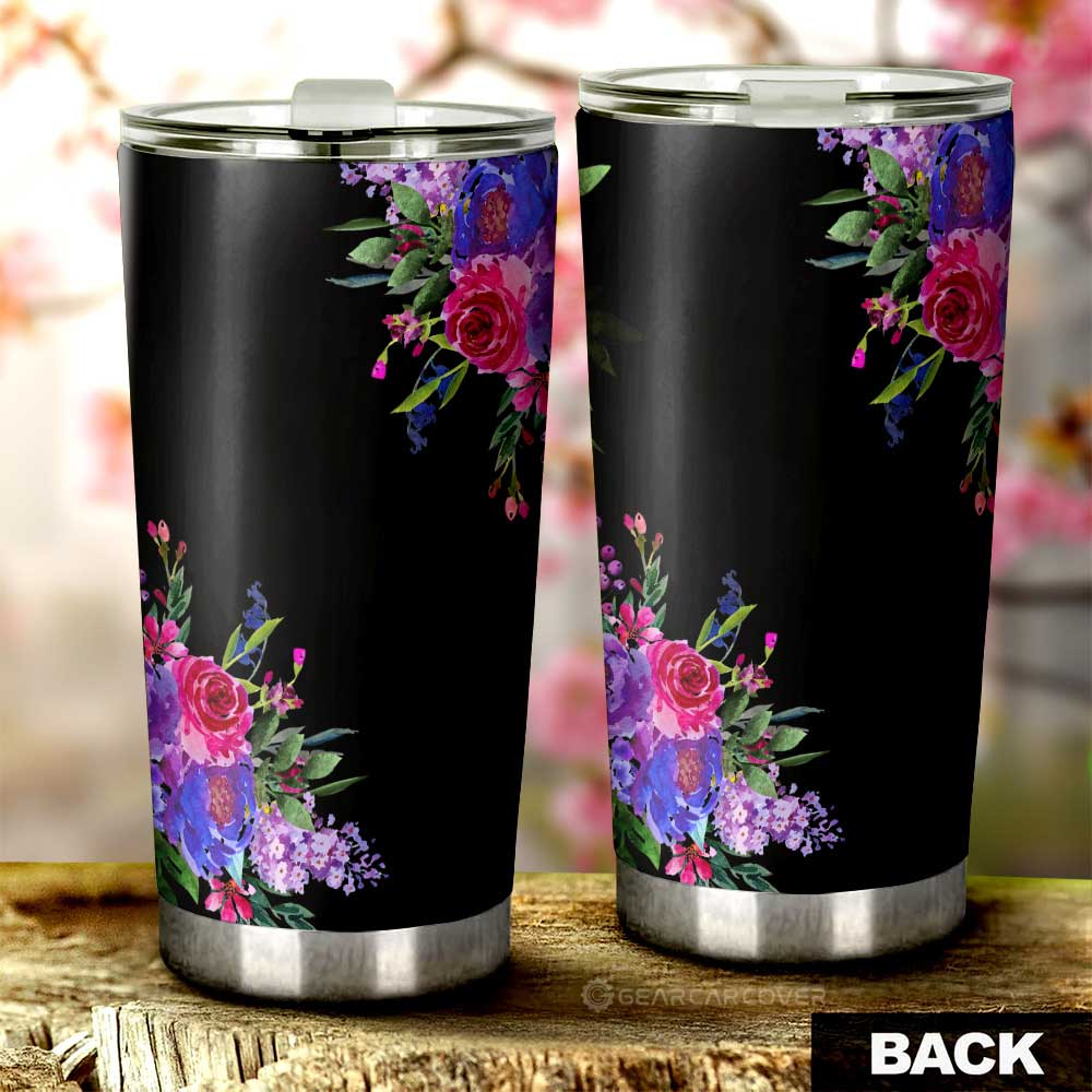 Violet Flower Tumbler Cup Custom Personalized Name Car Interior Accessories - Gearcarcover - 2
