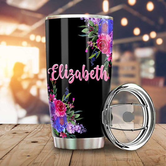 Violet Flower Tumbler Cup Custom Personalized Name Car Interior Accessories - Gearcarcover - 1