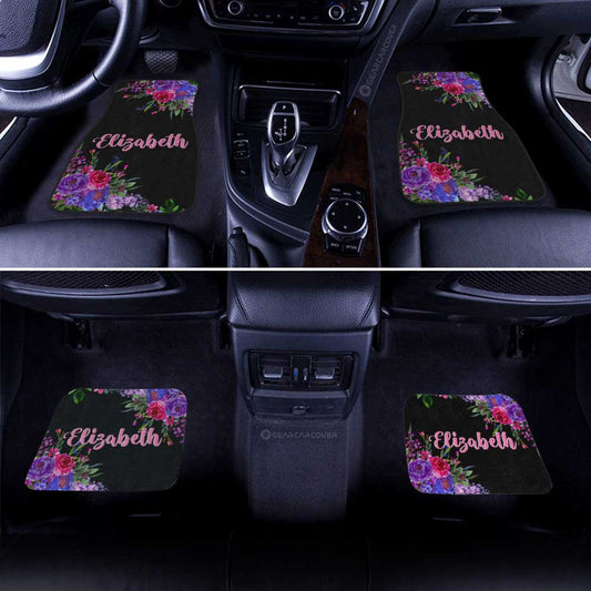 Violet Flowers Car Floor Mats Custom Personalized Name Car Accessories - Gearcarcover - 2