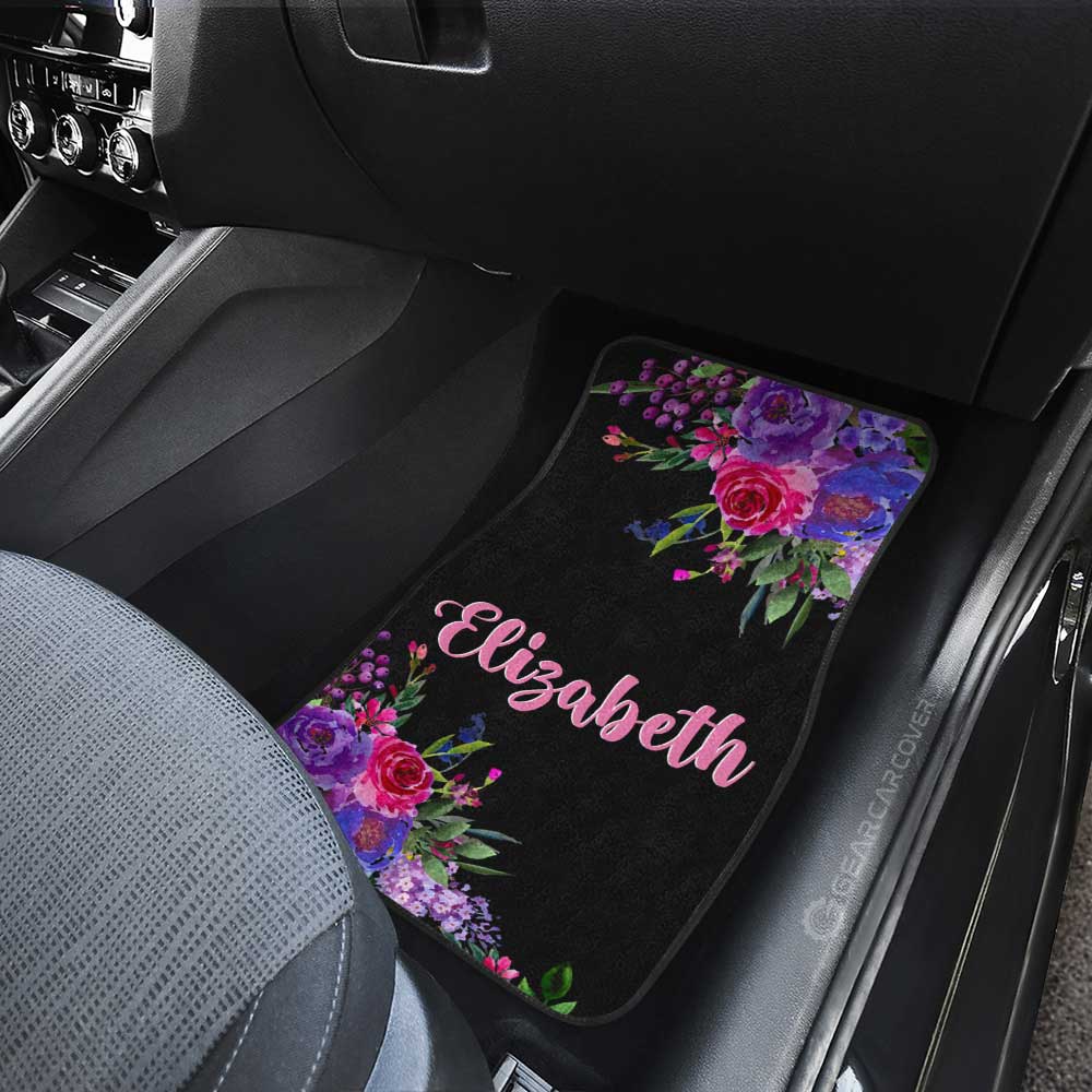 Violet Flowers Car Floor Mats Custom Personalized Name Car Accessories - Gearcarcover - 4