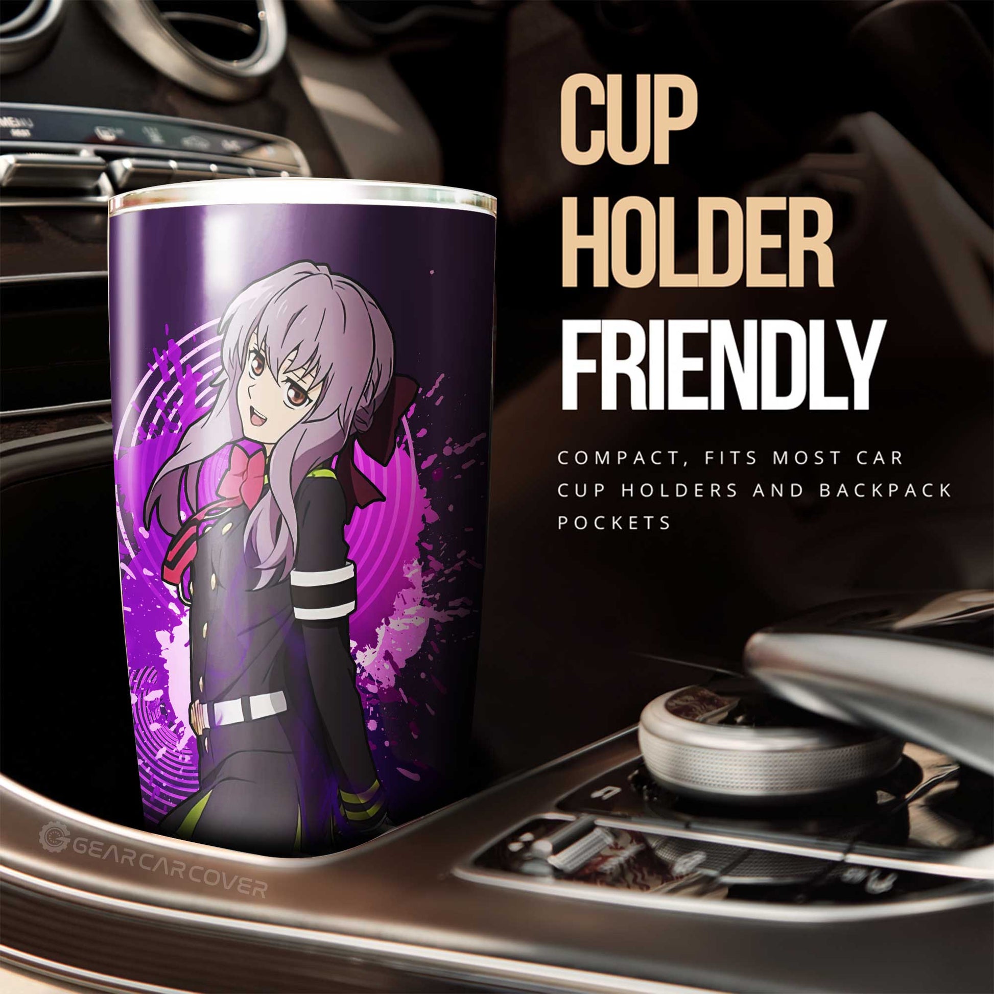 Waifu Girl Shinoa Hiiragi Tumbler Cup Custom Seraph Of The End Car Accessories - Gearcarcover - 2