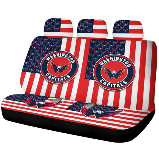 Washington Capitals Car Back Seat Cover Custom US Flag Style - Gearcarcover - 1
