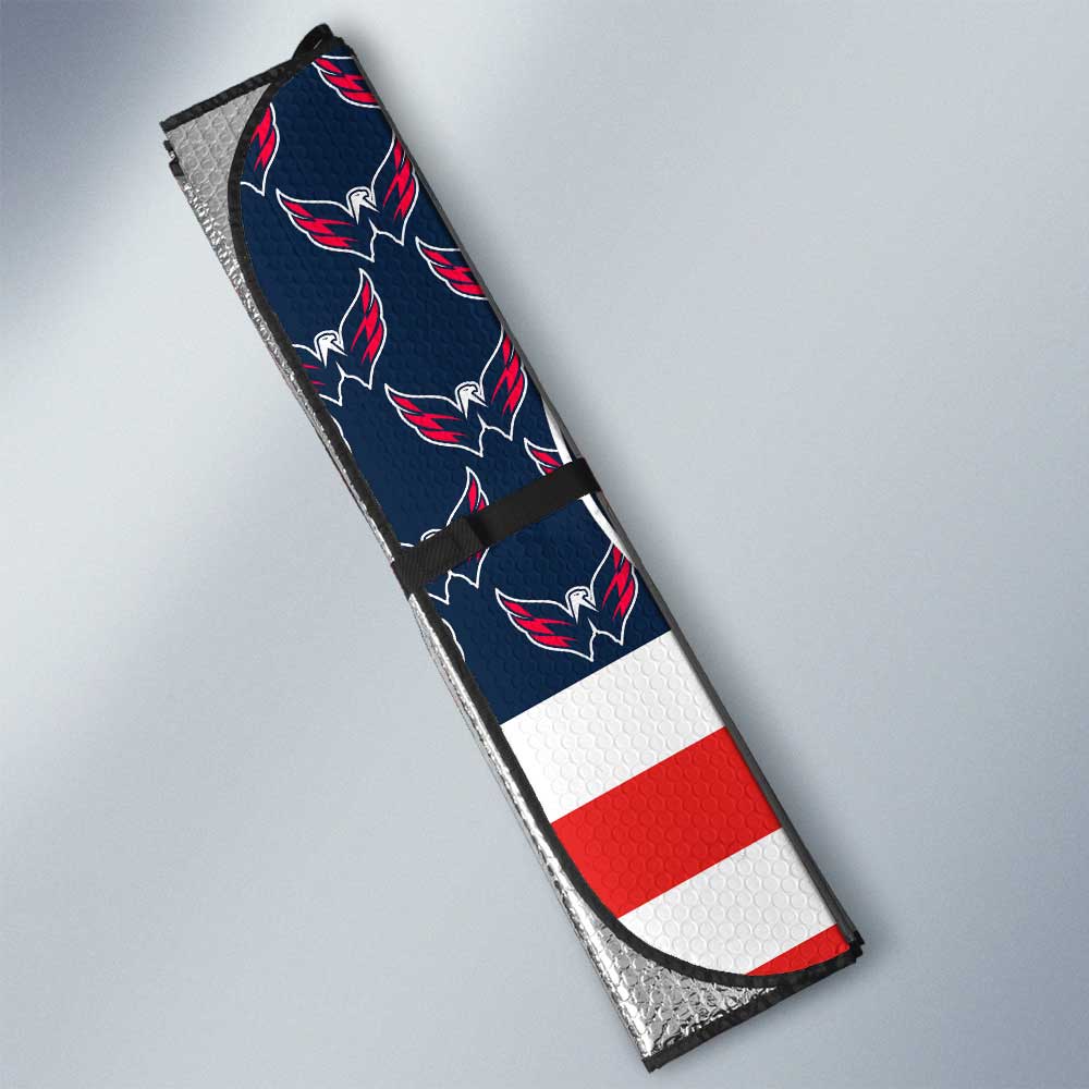 Washington Capitals Car Sunshade Custom US Flag Style - Gearcarcover - 3