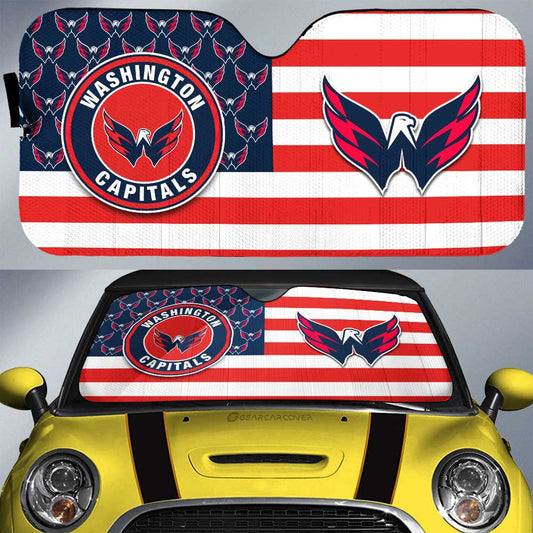 Washington Capitals Car Sunshade Custom US Flag Style - Gearcarcover - 1