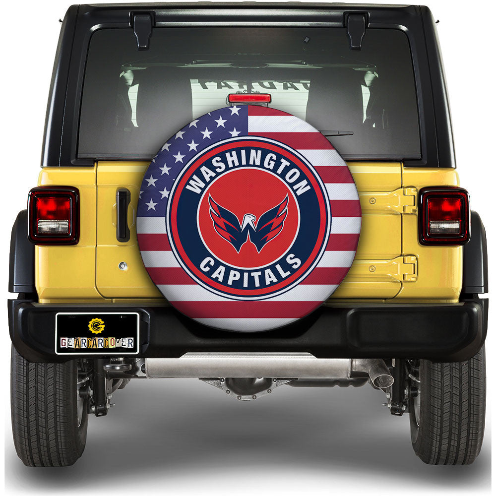 Washington Capitals Spare Tire Covers Custom US Flag Style - Gearcarcover - 1