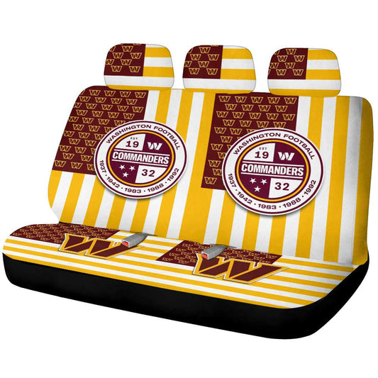 Washington Commanders Car Back Seat Cover Custom US Flag Style - Gearcarcover - 1