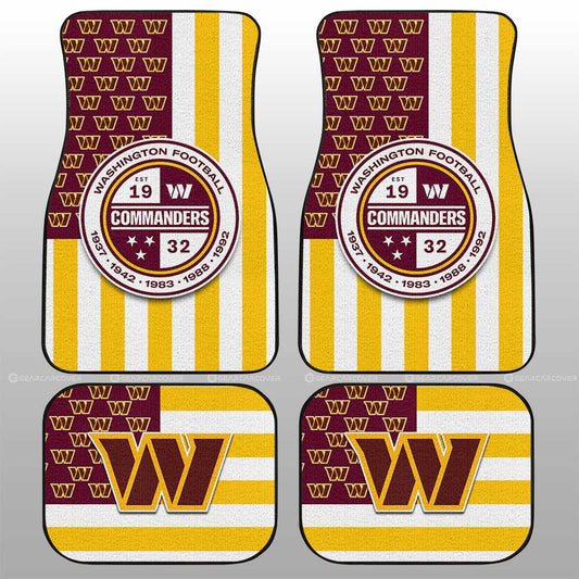 Washington Commanders Car Floor Mats Custom US Flag Style - Gearcarcover - 1
