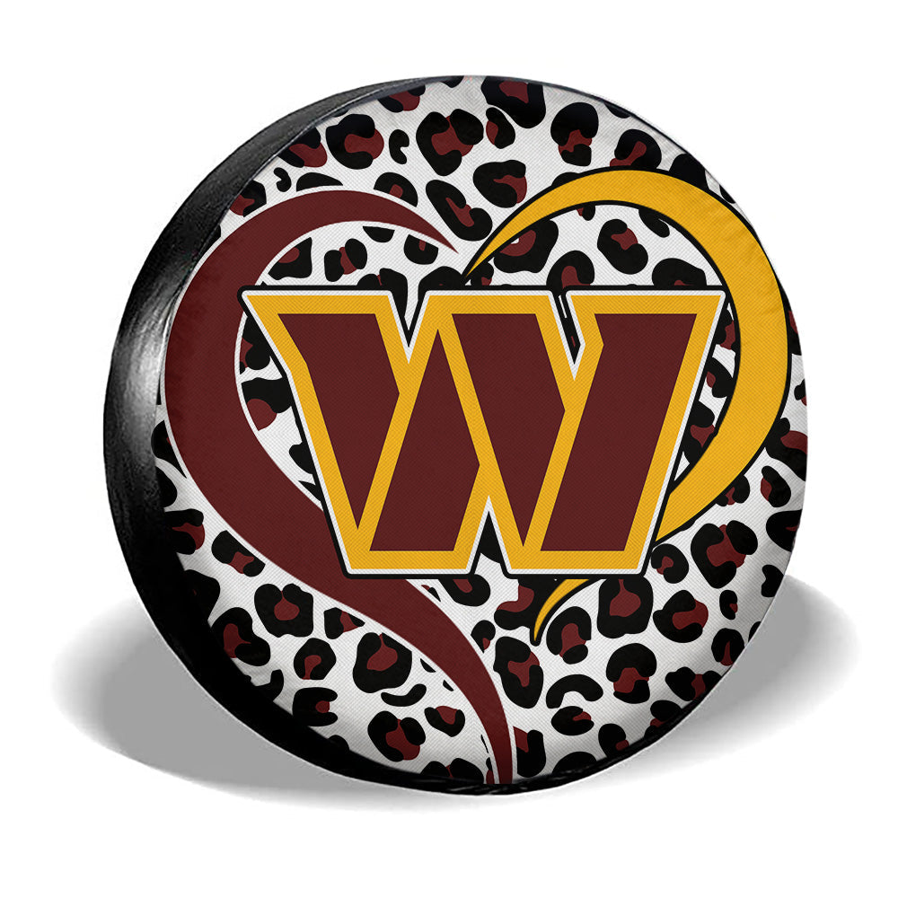 Washington Commanders Spare Tire Cover Custom Leopard Heart For Fans - Gearcarcover - 3