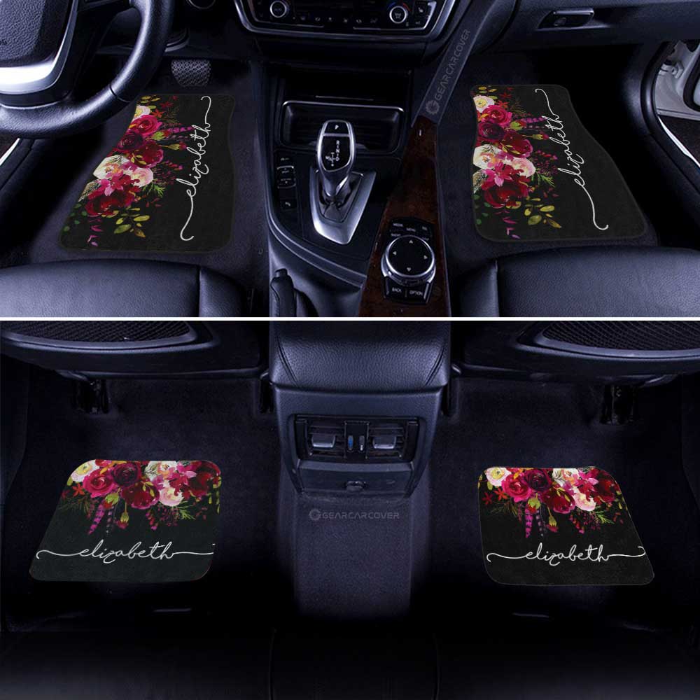 Watercolor Flowers Car Floor Mats Custom Personalized Name Car Accessories - Gearcarcover - 2