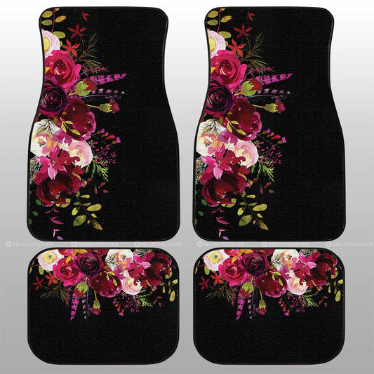 Watercolor Flowers Car Floor Mats Custom Personalized Name Car Accessories - Gearcarcover - 1